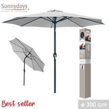 Cargar imagen en el visor de la galería, Sombrilla Parasol Ø300cm Inclinable Estructura Aluminio y Acero 38 Mm Jardin Terraza Patio Playa
