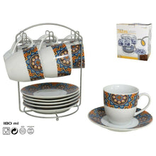 Cargar imagen en el visor de la galería, SET 6 TAZAS CAFE OREGÓN 180 CC ml con soporte y platos pequeños decorativo
