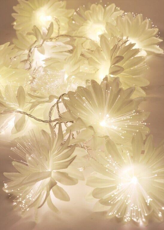 Flor De Crisantemo Con Luces Led 20l Blanco Calido 3m Navidad Fiesta Invierno