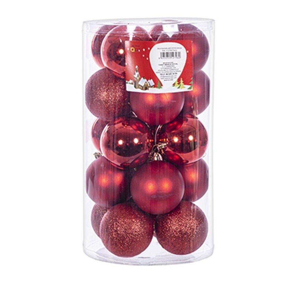 20 bolas rojo brillo/mate/purpurina cilindro Navidad decoracion