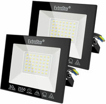 Cargar imagen en el visor de la galería, 2x Proyectores Focos LED para exteriores, 30 W, IP65, 2550 lm 6500 K blanco frío
