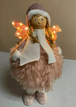 Cargar imagen en el visor de la galería, Figura de Ángel Rosa  con Alas Iluminacion 14 Luces de  LED para Decoracion de Navidad
