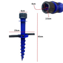 Cargar imagen en el visor de la galería, Soporte Sombrilla de Playa / Cuña Sombrilla para Palos de 2.5-40 mm, Pincho Helicoidal, Jardín, Playa
