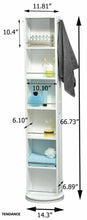 Cargar imagen en el visor de la galería, Meuble colonne de salle de bain rotatif - 6 étagères   miroir   2 cintres
