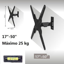 Cargar imagen en el visor de la galería, Soporte de pared para televisor TV LCD LED monitor 17&quot; A 50&quot; Giratorio inclina
