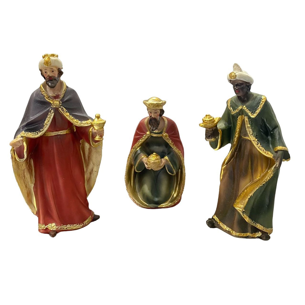 Set 3 Reyes Magos Melchor, Gaspar y Baltasar Resina Para Belen Pesebre Figuras Decoracion de Navidad