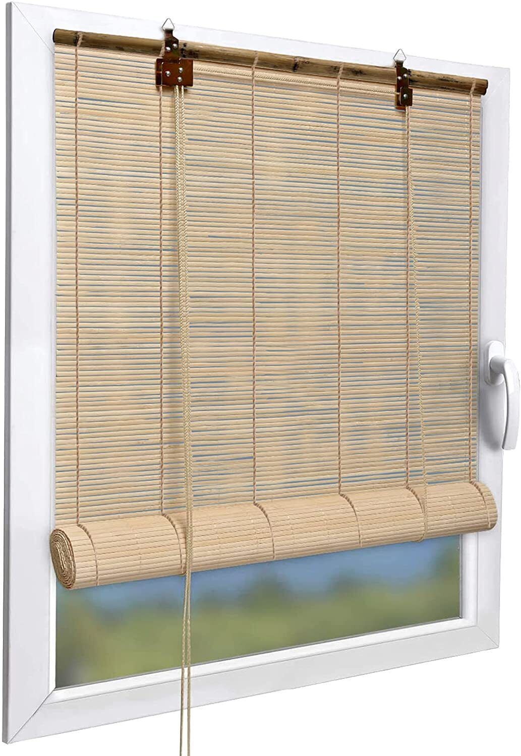 Maxia Market - Estor Enrollable Ventana Bambú Cortina Persiana Veneciana - Natural