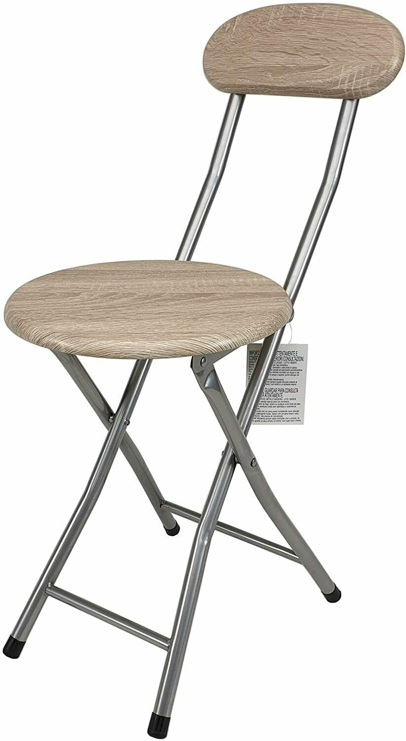 Silla Metal Plegable Base Y Respaldo Madera ø 30 x Alto asiento 44 x alto 73cm