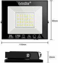 Cargar imagen en el visor de la galería, 2x Proyectores Focos LED para exteriores, 20 W, IP65, 1700 lm 6500 K blanco frío
