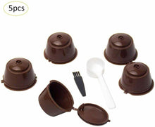 Cargar imagen en el visor de la galería, 5 Cápsulas Café Recargable Compatible con Maquina Nespresso, Cápsulas Filtros de Café Recargable Reutilizable con Cuchara y Cepillo - QUTTIN
