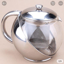 Cargar imagen en el visor de la galería, Tetera De Vidrio De Acero Inoxidable De 1100 Ml Con Infusor Hierbas Filtro Hojas
