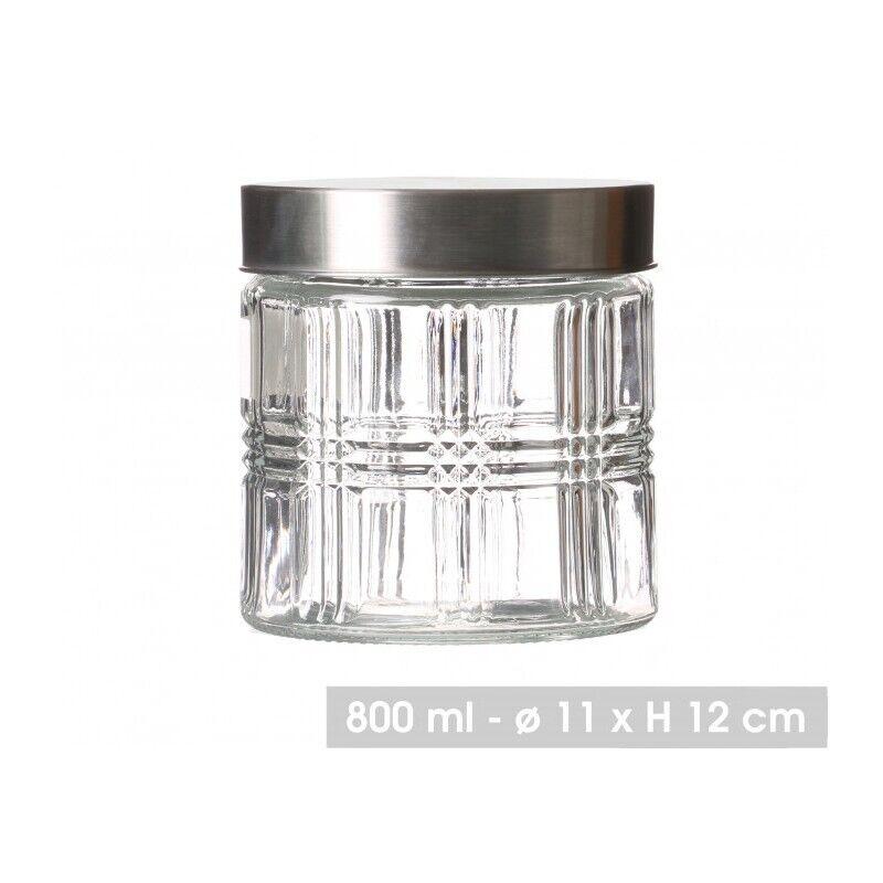 TARRO HERMÉTICO CRISTAL REDONDO TAPA ACERO INOXIDABLE PARA COCINA