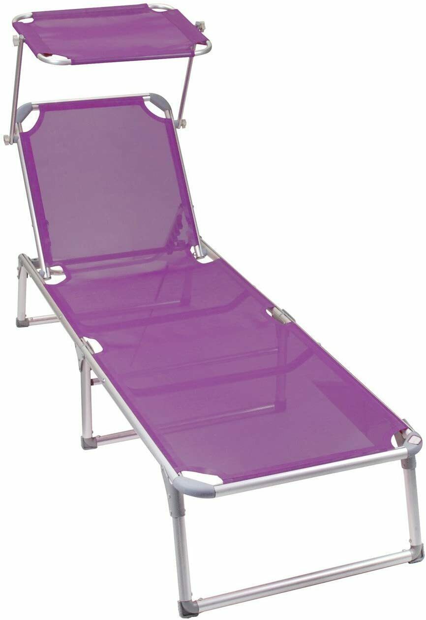 Tumbona Aluminio Plegable Piscina playa Jardin Terraza con Parasol Ajustable, Respaldo reclinable  3 posiciones