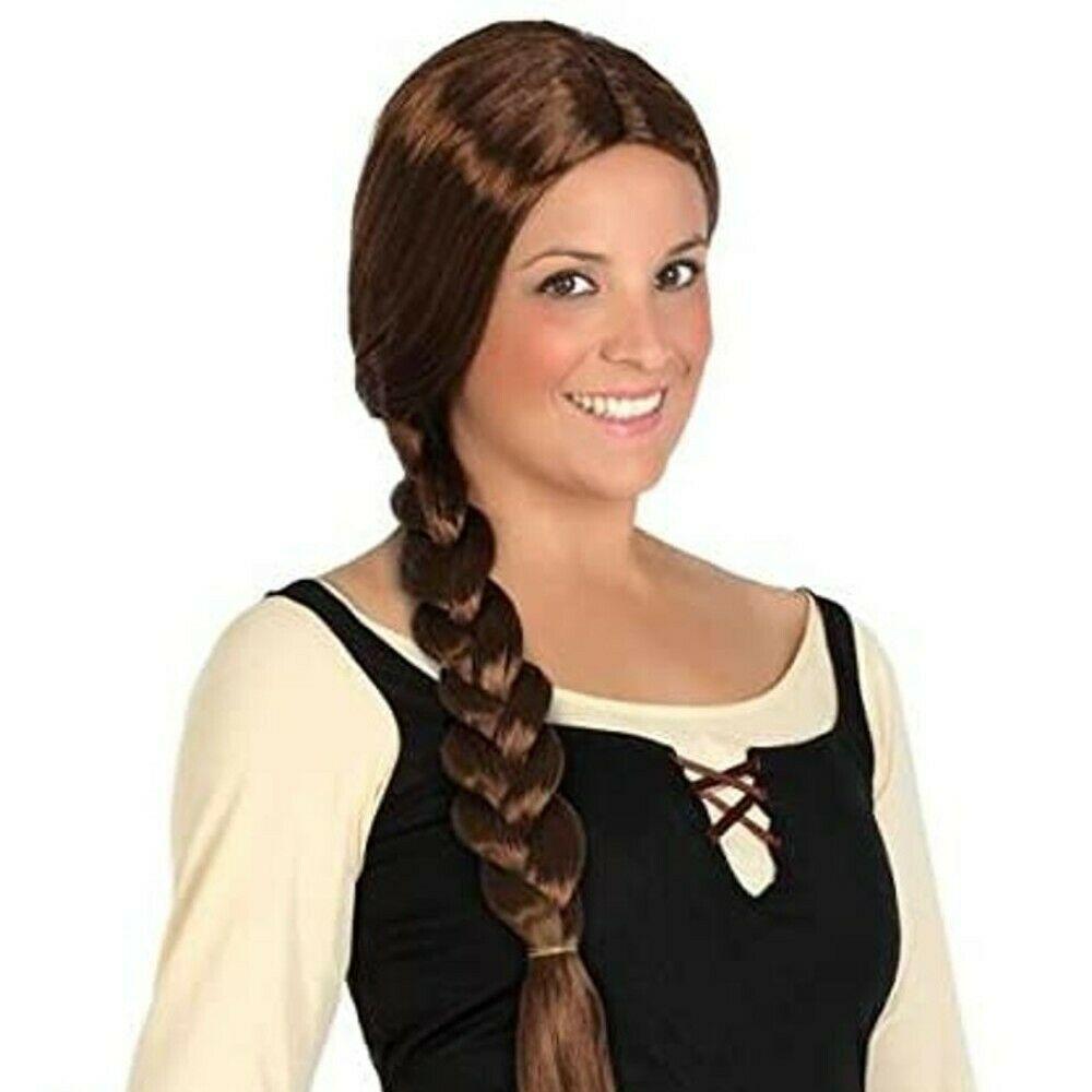 Peluca Caoba Trenza Color pelirojo Adulto Accesorio Carnaval