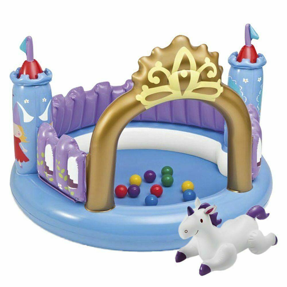 Centro de juegos castillo mágico hinchable piscina Intex 10 bolas + unicornio