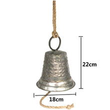 Cargar imagen en el visor de la galería, Campana Cologante Bronce con Cuerta Yute Para Jardín Adorno Decoración 18 x 22cm
