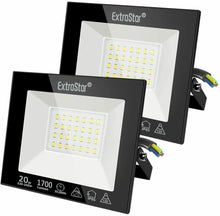 Cargar imagen en el visor de la galería, 2x Proyectores Focos LED para exteriores, 20 W, IP65, 1700 lm 6500 K blanco frío
