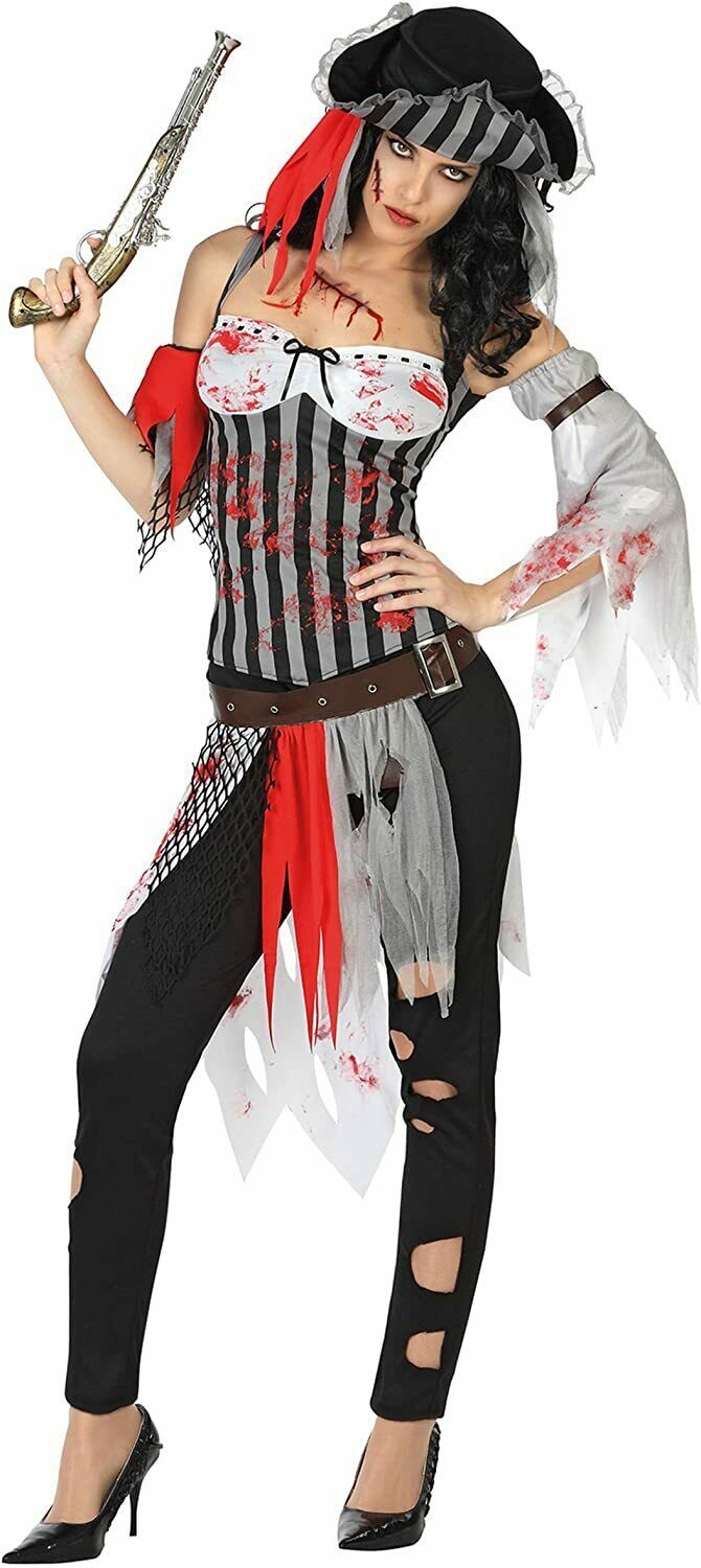 Disfraz Pirata Zombie Adulto Mujer Para Halloween Carnval Teatro