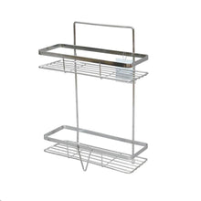Cargar imagen en el visor de la galería, Estanteria baño 2 bandejas metal plata mate organizador de lavabo
