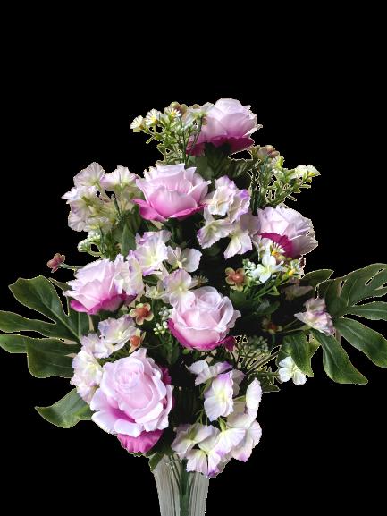 Ramo de Flores Rosa y Hortensia Artificiales Cementerio Decoración 18 tenedores
