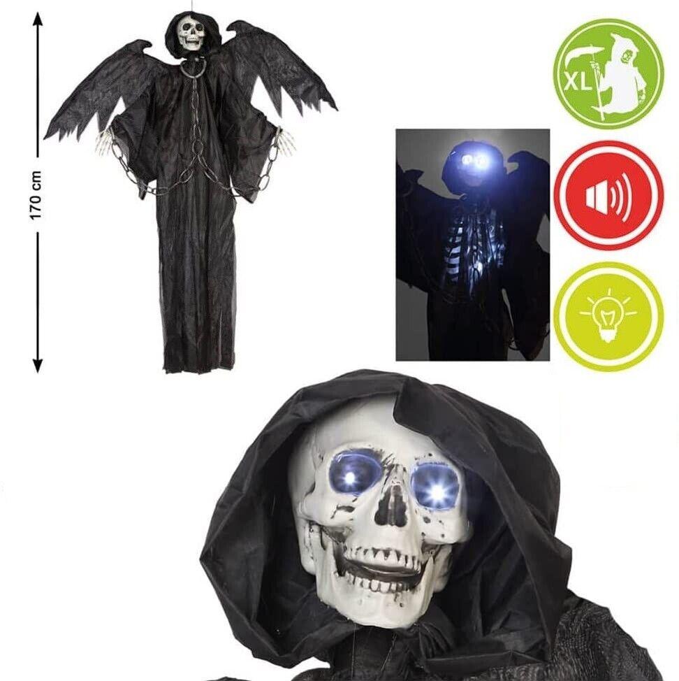 Colgante Fantasma 170 cm con Luces y Sonido Control de Voz Decoración Halloween