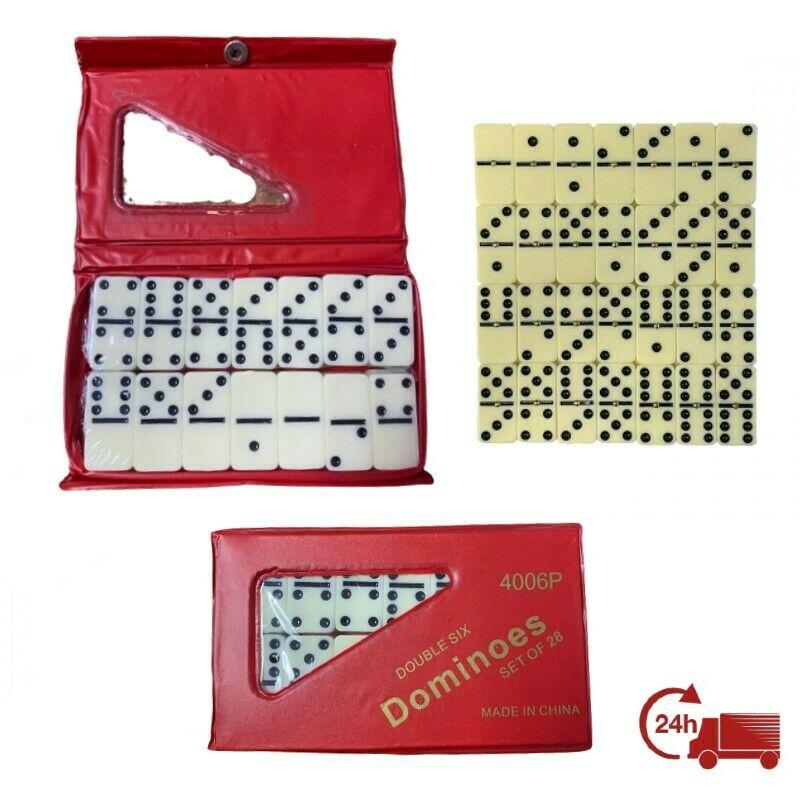 Set de 28 fichas de dominó dominos dmoninoes doble seis juego de meso familiar