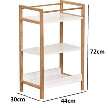 Cargar imagen en el visor de la galería, Mueble Estanteía de Baño de 3 Estantes MDF y Estructura Bumbú 30x44x72 cm
