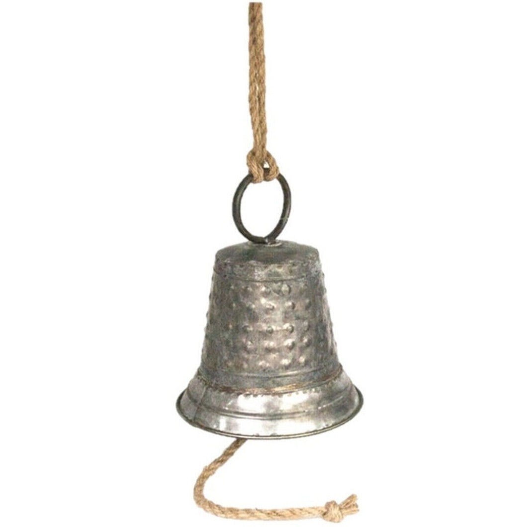 Campana Cologante Bronce con Cuerta Yute Para Jardín Adorno Decoración 18 x 22cm