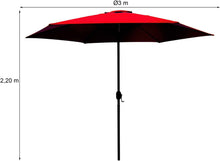 Cargar imagen en el visor de la galería, Sombrilla Parasol Ø300cm Inclinable Estructura Aluminio y Acero 38 Mm Jardin Terraza Patio Playa
