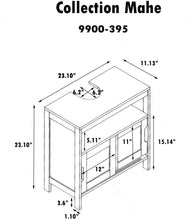 Cargar imagen en el visor de la galería, Mueble de Baño Armario Bajo Lavabo Bambú con 2 Puertas Correderas y  1 Estante Interior - MAHE
