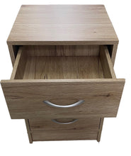 Cargar imagen en el visor de la galería, Mueble Mesita de Noche Armario de 3 cajones CÓMODA MDF 40 mm Habitacion dormitorio 38x34x60 cm
