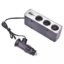 Cargar imagen en el visor de la galería, Encendedor de cigarrillos de coche  3 vías + USB cargador adaptador DC 12V-24 V
