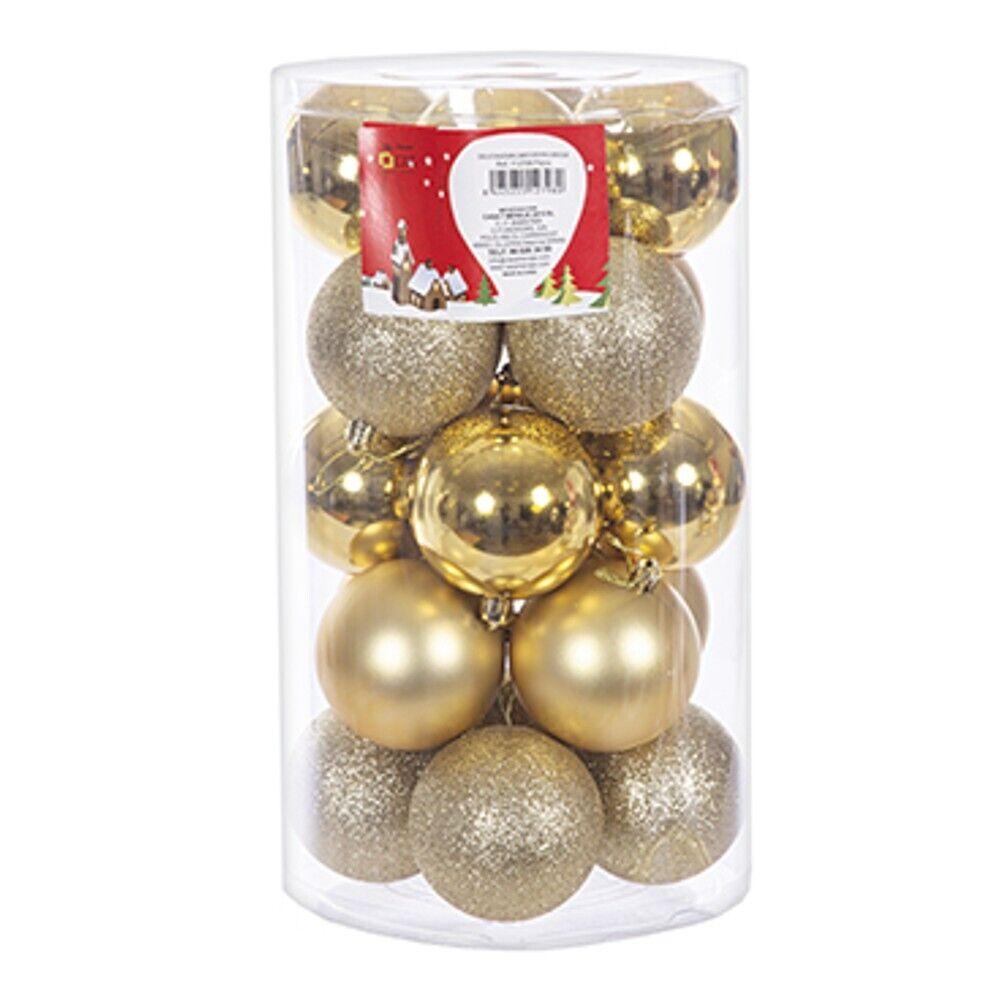 20 bolas oro brillo/mate/purpurina cilindro Navidad decoracion