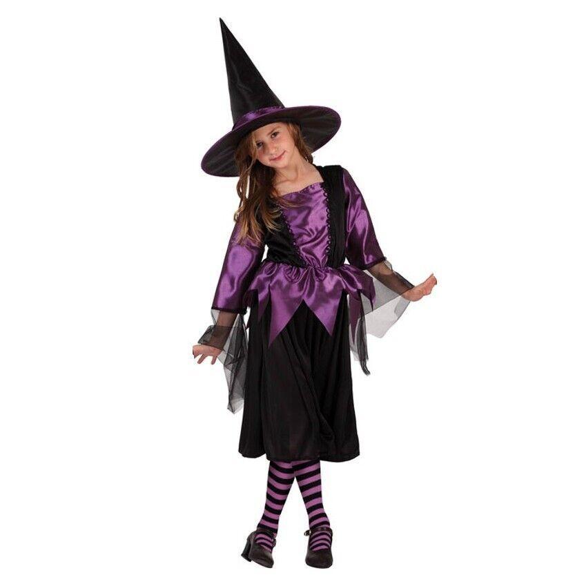 Disfraz Bruja Surtido Niña Infantil Violeta Naranja Gris Para Halloween Carnaval Teatro