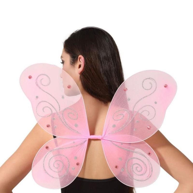 Alas de Hada Mariposa Rosa 48X37 cm Accesorios de Disfraz de Carnaval