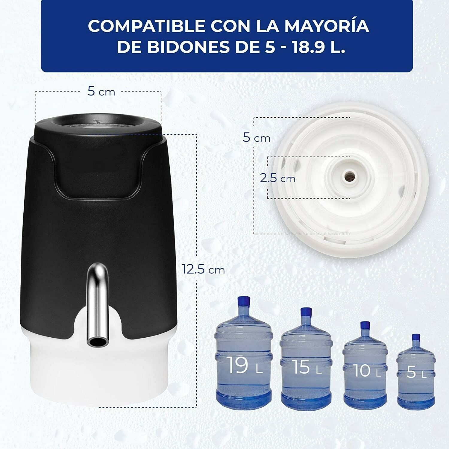 Dispensador automático de agua - Cargador USB Dispensador de acero Sin BPA  Agua fría Botella de garrafa