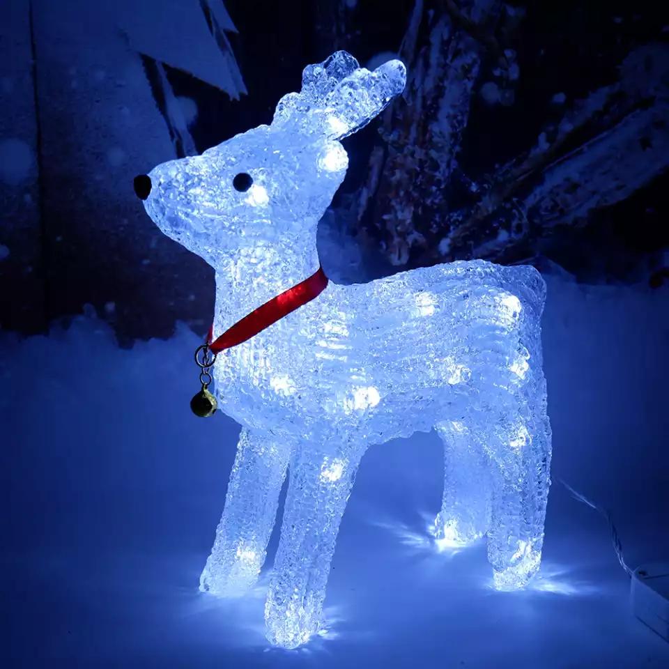 Reno Navidad 3D LED luz blanca decoracion interior noche lampara adorno ciervo