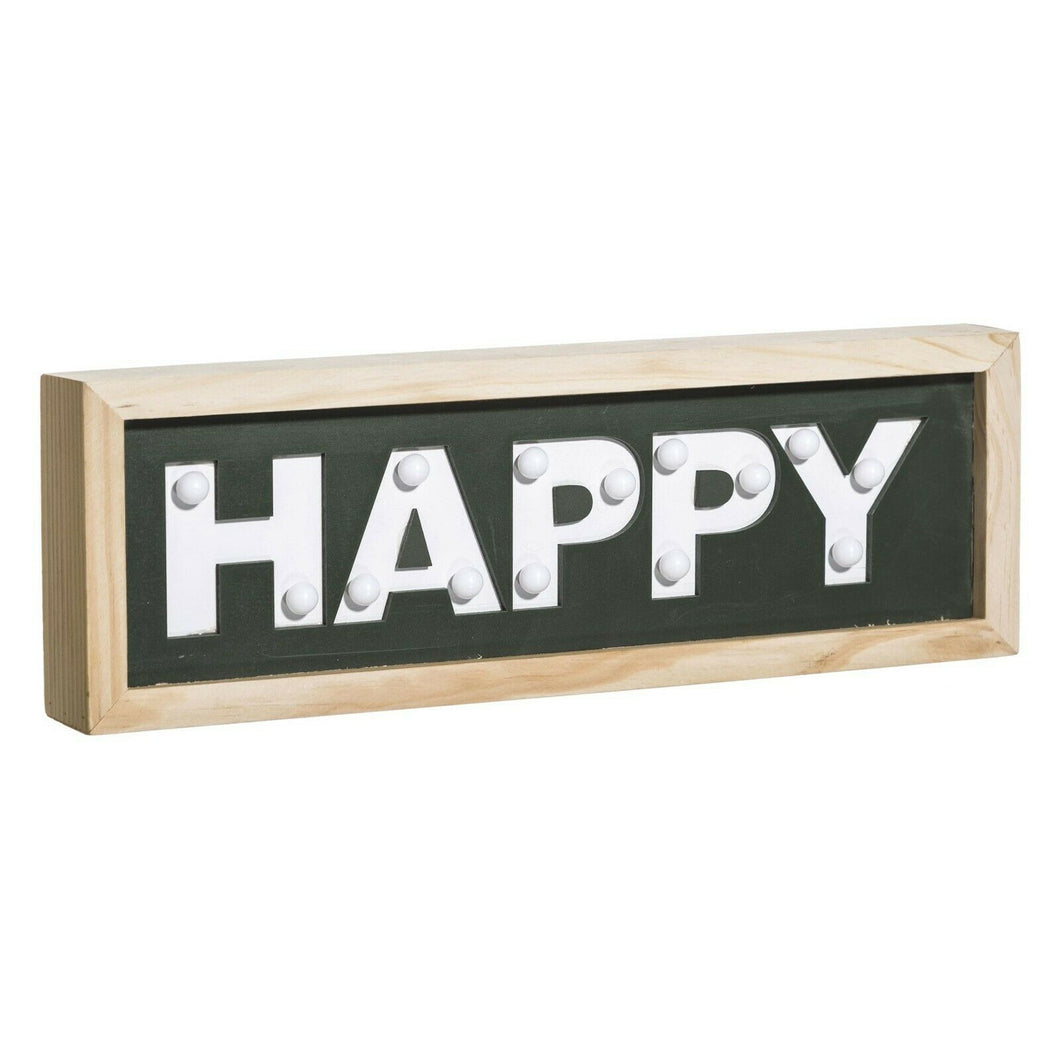 CARTEL HAPPY y HELLO LED MADERA DECORA HOGAR