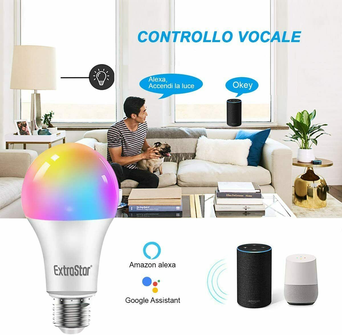 Bombilla Alexa LED Intelligente E27, 15W, 1400lm, Regulable Multicolor –  Maxia Market