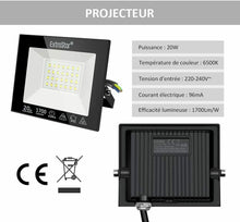Cargar imagen en el visor de la galería, 2x Proyectores Focos LED para exteriores, 20 W, IP65, 1700 lm 6500 K blanco frío
