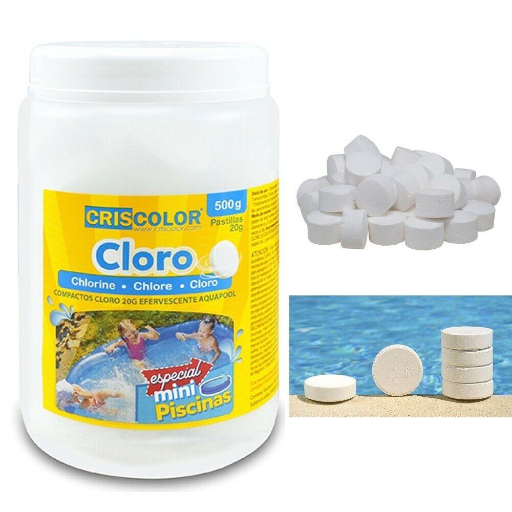 Cloro Compacto Efervescentes 500G Mini Piscinas Pastillas 20g