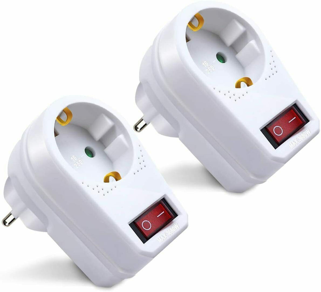 Adaptador Enchufe con interruptor de 1enchufes schuko máx 3680 w