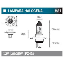 Cargar imagen en el visor de la galería, Faro Bombilla Moto Halógena Luz Blanca Lámpara de Motocicleta HS1 Px43T 12V 35W

