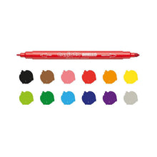 Cargar imagen en el visor de la galería, Rotuladores carioca doble punta superlavable 12 unds colores punta media y fina
