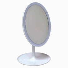 Cargar imagen en el visor de la galería, Espejo Con Luz Led Natural Ovalado Con Pie Blanco Para Maquillaje 31.5 x 18 Cm
