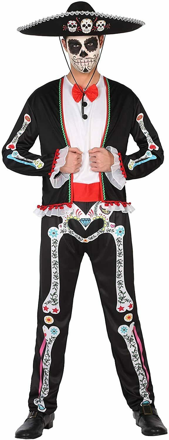 Disfraz esqueleto mejicano hombre adulto mariachi Halloween, carnaval y otras ocasiones