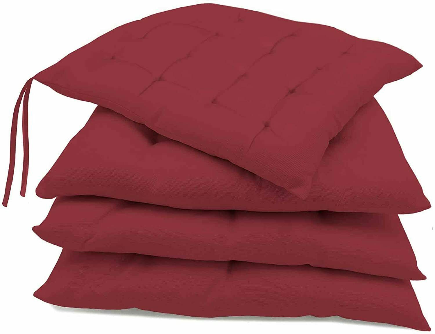 Brandsseller Set De 6 Cojines De Asiento 40x40x4 Cm – Cojine Para Silla Repelente Al Agua Con Cintas De Sujeción En Estructura De Panal – Interior Y Exterior – Cocina,Terraza, Jardín