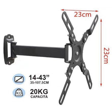 Cargar imagen en el visor de la galería, Soporte de pared para televisor TV LCD LED monitor 14" A 43" Giratorio inclina
