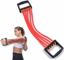 Cargar imagen en el visor de la galería, Extensor entrenamiento pectoral expansor braxzo pecho Ajustable De 5 Resortes
