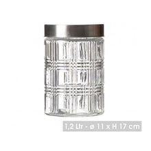 Cargar imagen en el visor de la galería, TARRO HERMÉTICO CRISTAL REDONDO TAPA ACERO INOXIDABLE PARA COCINA
